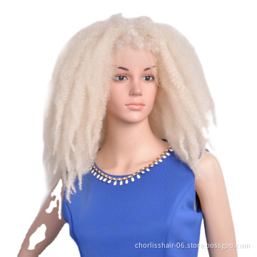 Wholesale Peruvian Glueless Cheap Afro Kinky Curly Braiding Hair Wigs Marley Braiding Lace Front Synthetic Hair Wigs For Women